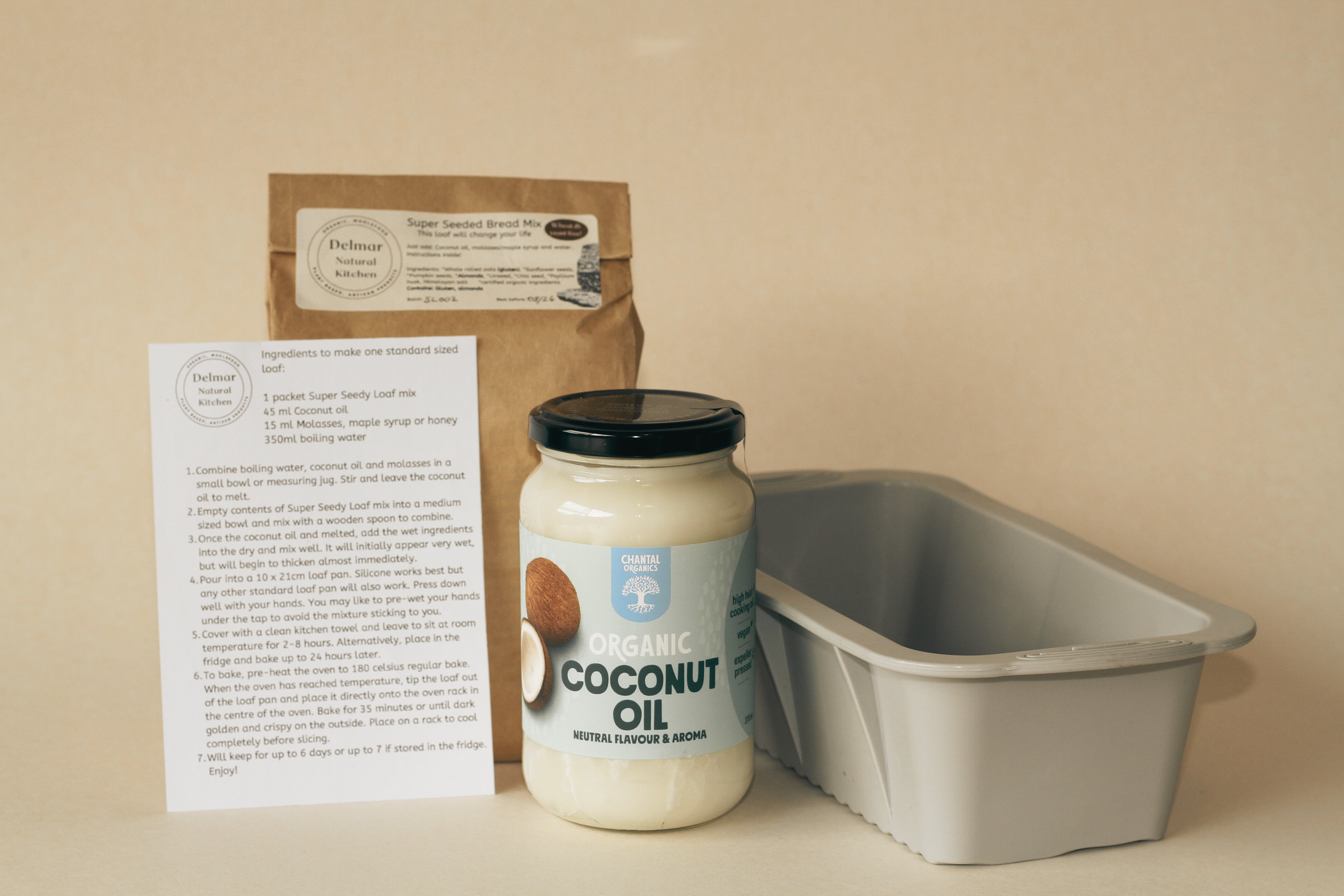Super Seeded Bread Mix Kit + Silicone Loaf Pan + Organic Coconut Oil ...